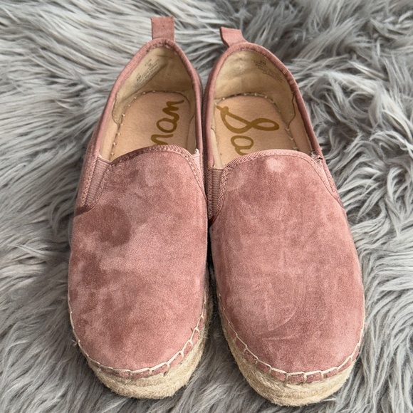 EUC Sam Edelman Carrin Suede Platform Espadrille Flats Dusty Rose Size 8 - Picture 3 of 10